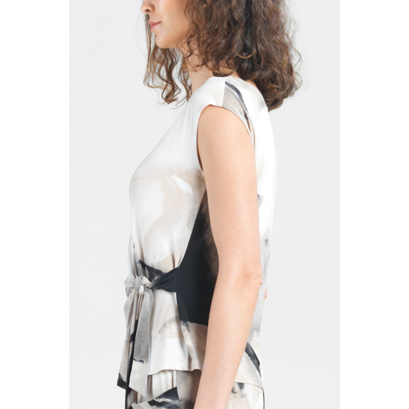 Clara Sun Woo Cap Sleeve Top Side Tie Size XS Watercolor NWT - Picture 4 of 6